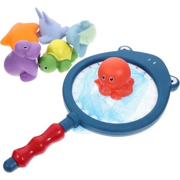 Набор для ванной сачок с игрушками Акула 6 шт. 28 см