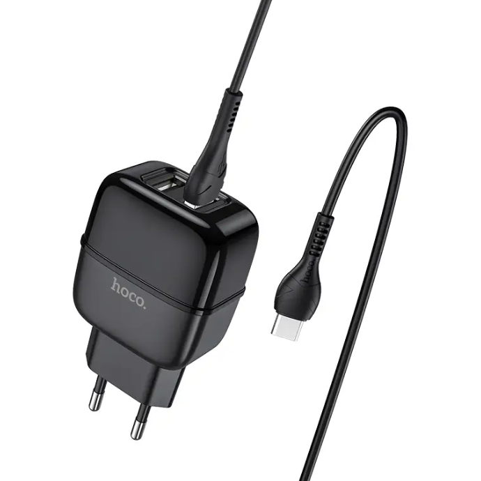 Адаптер зарядний пристрій HOCO Type-C cable Highway C77A 2USB чорний