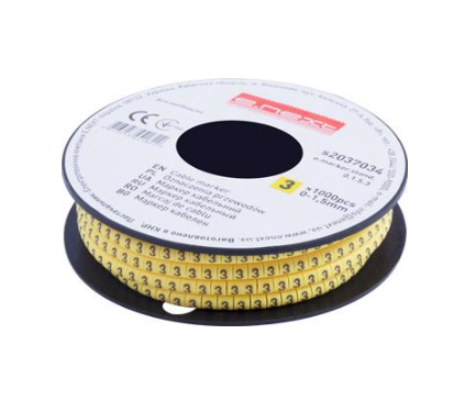 Маркер кабельный E.NEXT e.marker.stand.0.1.5.3 цифра 3 1,5 мм2 1000 шт./рул. Желтый (s2037034)