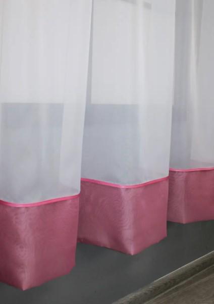 Гардина на кухню шифон 270х170 см Белый/Малиновый (110к) - фото 4