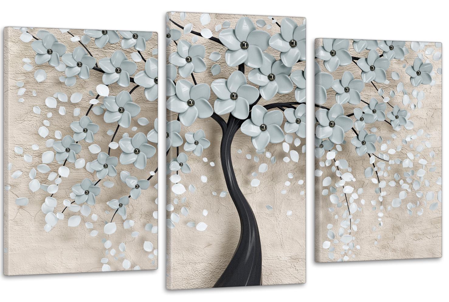 Картина модульная в гостиную/спальню Цветочное дерево 70х130 см (Art-629_3)