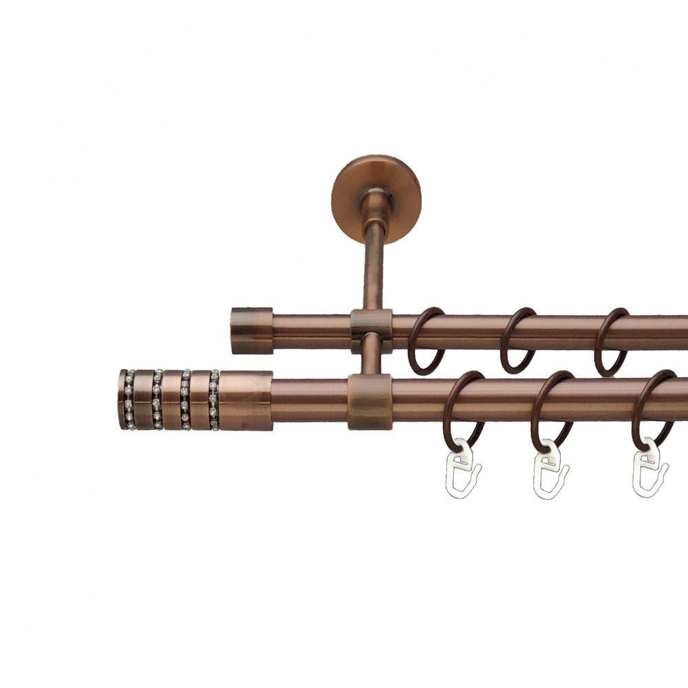 Карниз металлический Orvit Барамелла двухрядный закрытый/гладкая труба/кольцо металлическое Медь 19/16 мм 160 см (00-00011933)