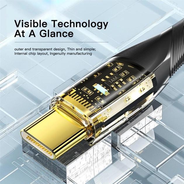 Кабель Essager Interstellar Transparent Design USB Cable Type C to Type C 100W 2 м Black (EXCTT1-XJA01-P) - фото 6
