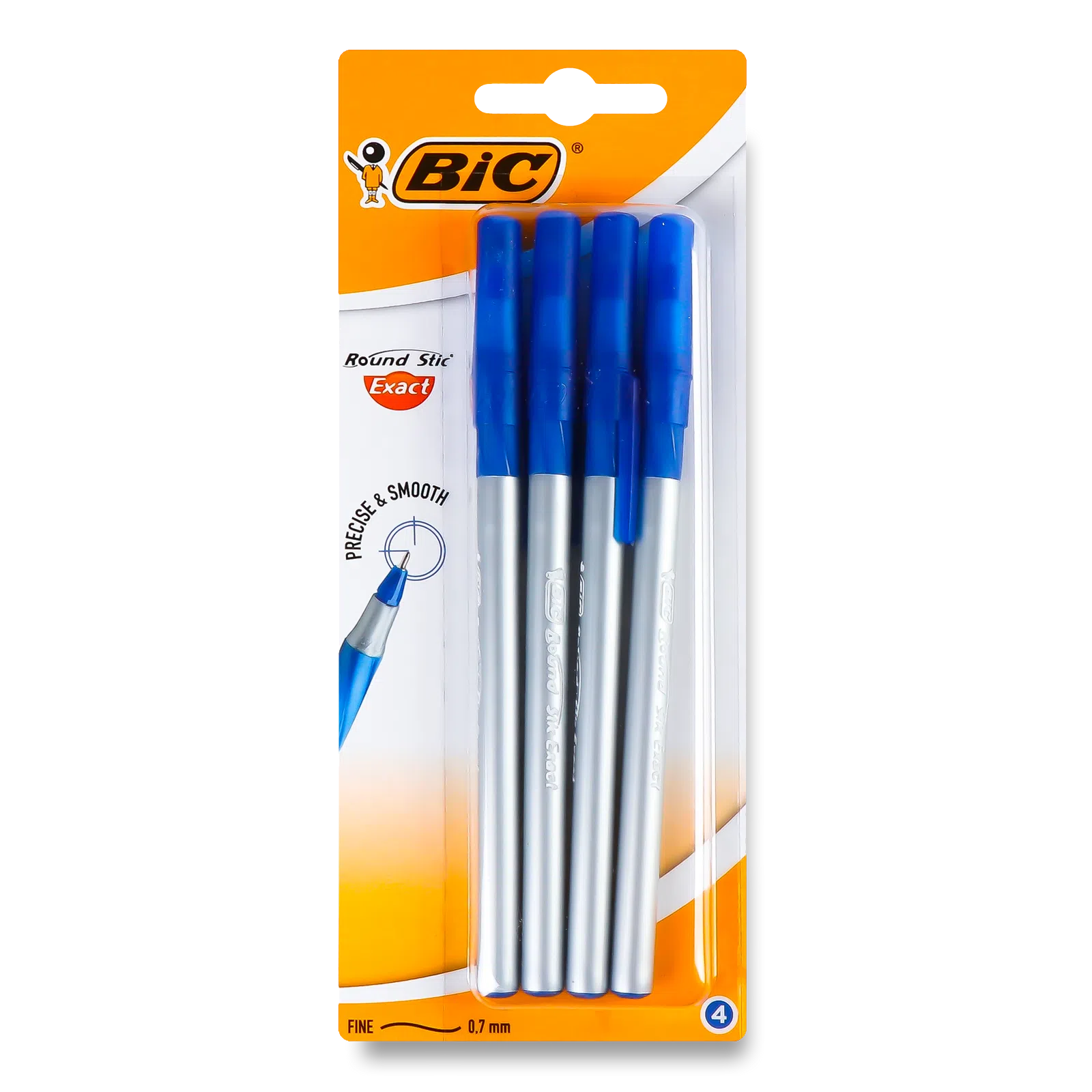 Письмова ручка BIC Round Stic Exact 4 шт. Синій (2839264846)