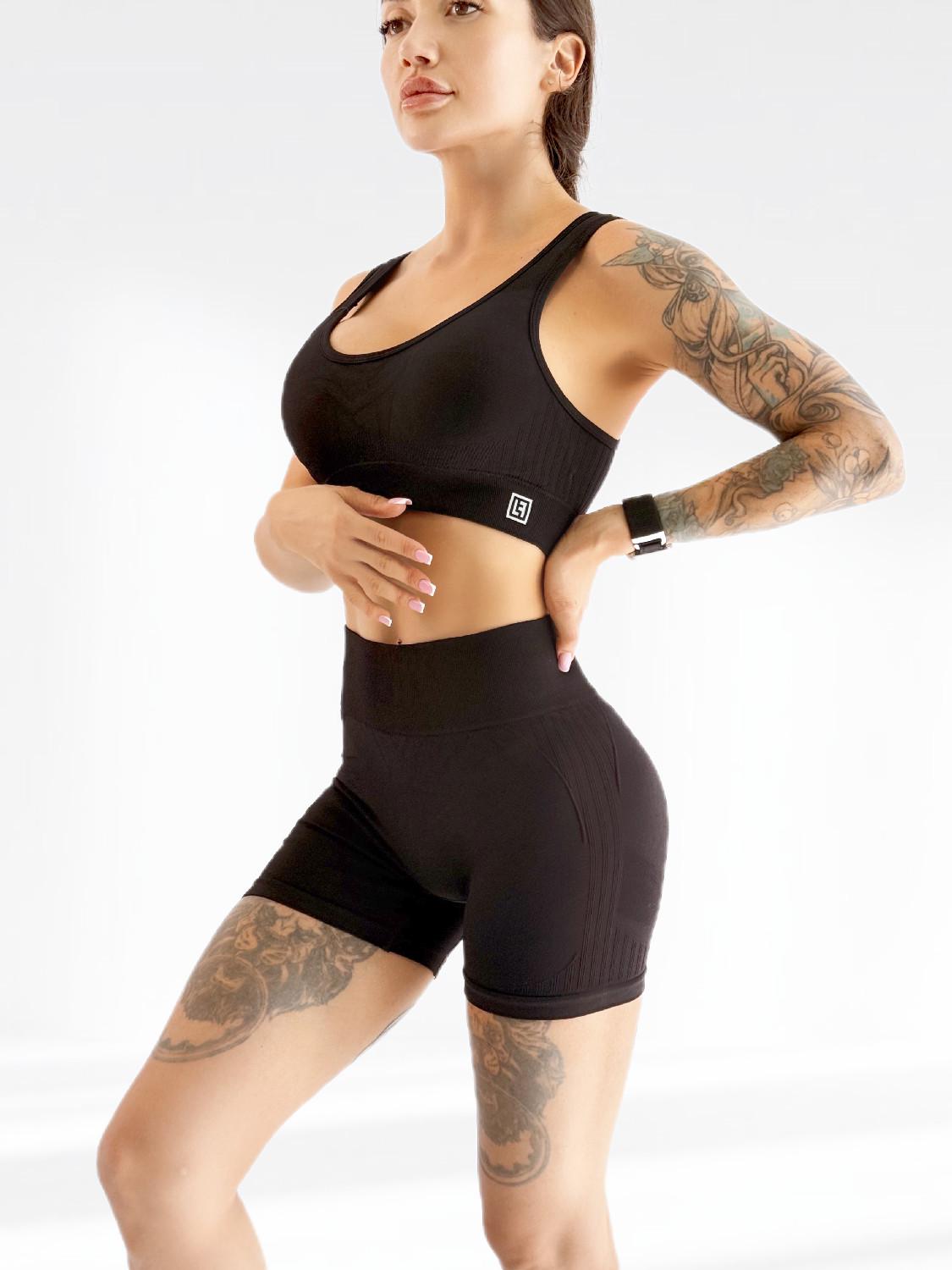 Костюм для фитнеса женский LILAFIT шорты и топ М Черный (LFT000036)