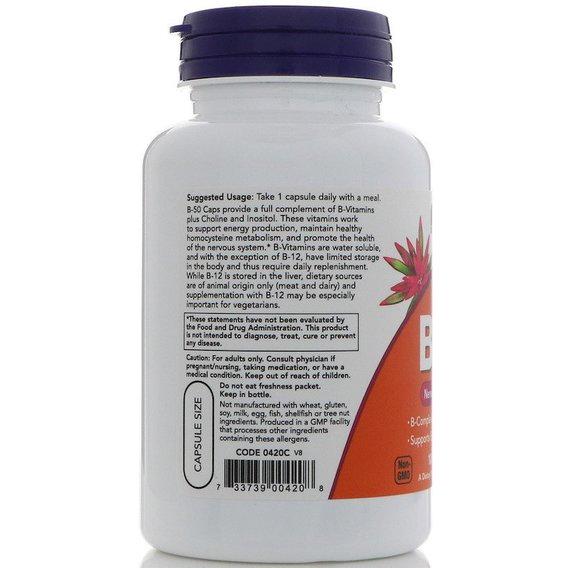 В комплекс NOW Foods Vitamin B-50 100 Veg Caps - фото 3