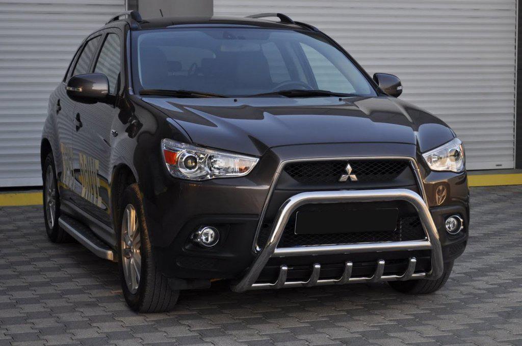 Кенгурятник WT003 CAN для Mitsubishi ASX 2010-2023 гг. нержавеющая сталь Хром