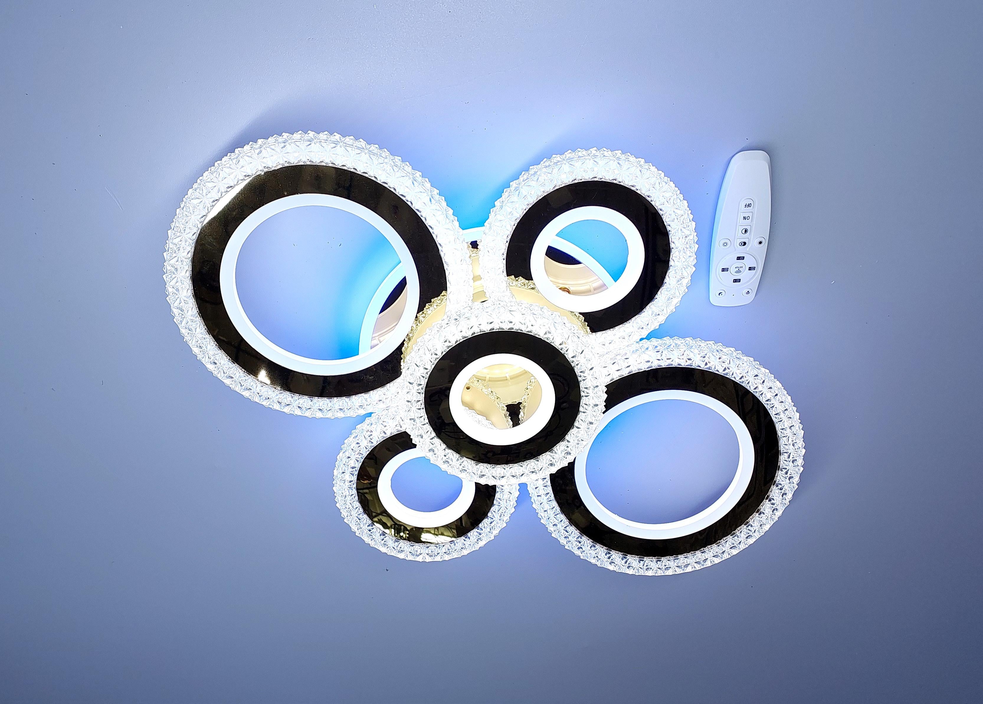 Люстра светодиодная 86/2+3 GD+RGB с подсветкой 152/28W Золотой (18205245)