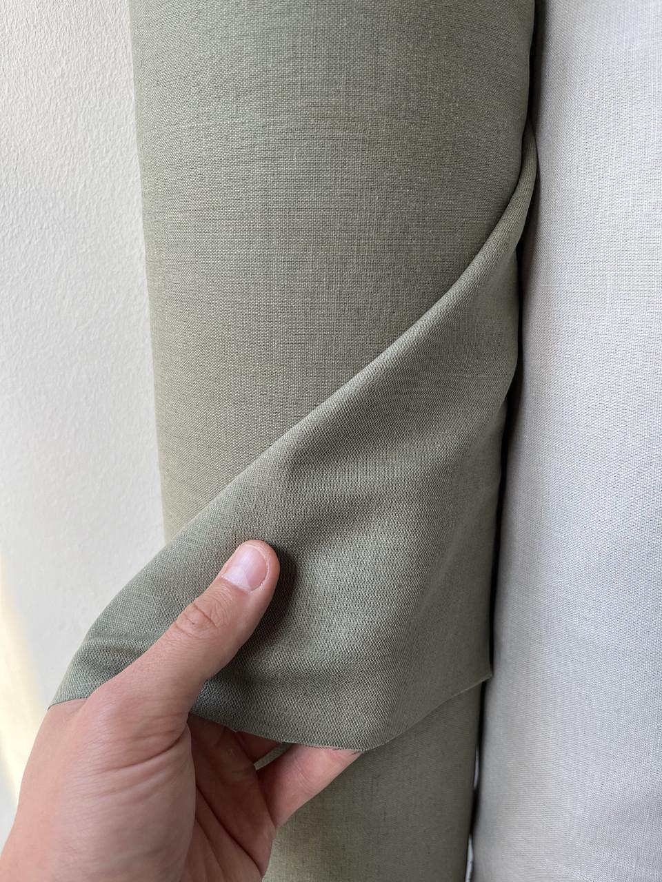 Ткань LINEN PLUS 52% льна и 48% хлопка 143 см 594 Хаки - фото 5