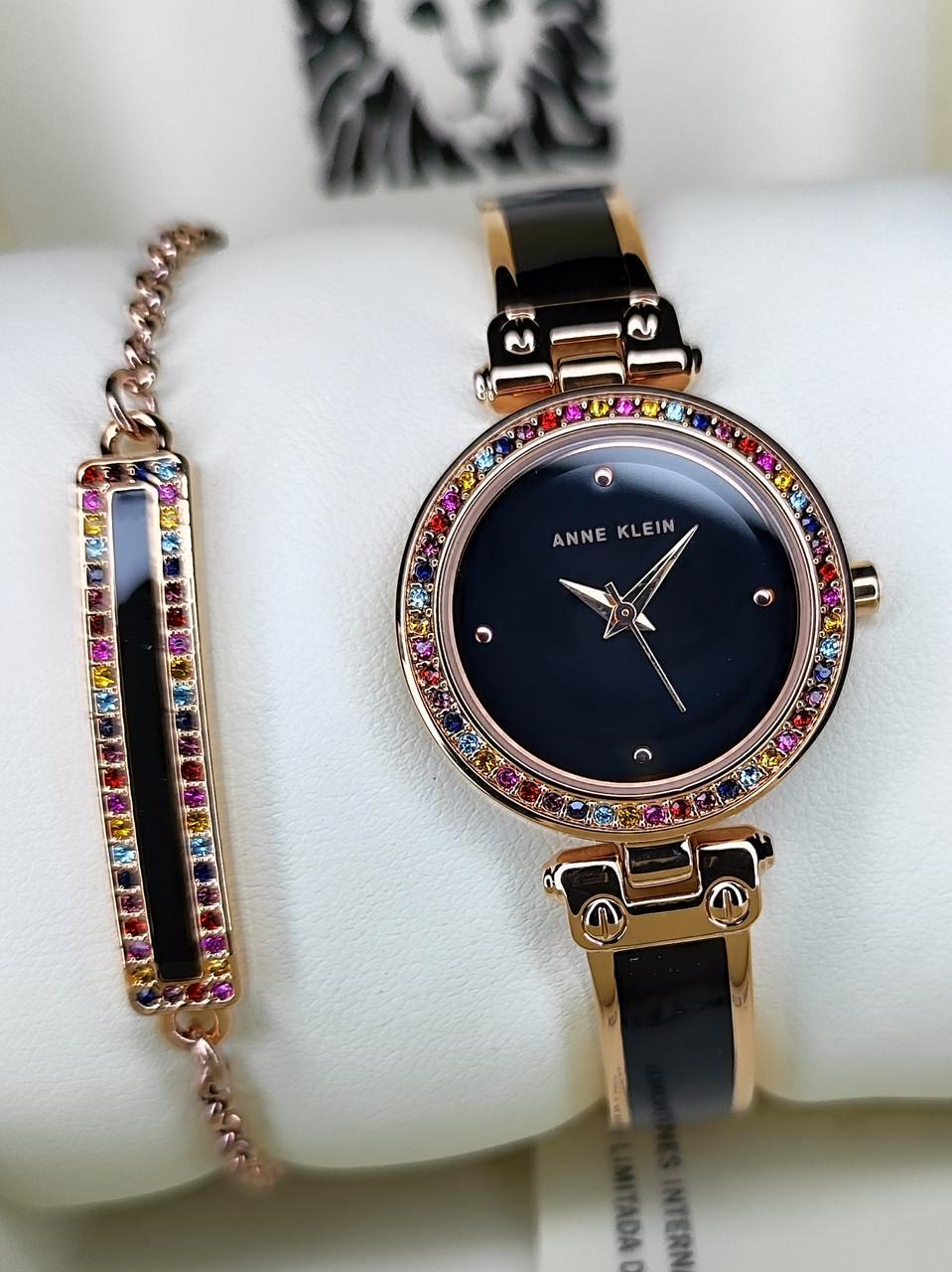 Наручные часы женские Anne Klein AK/3974BKST с черным циферблатом и стальным браслетом