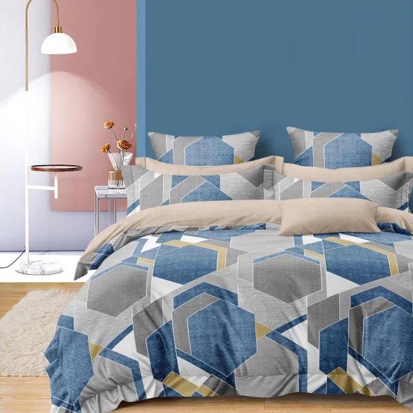 Комплект постельного белья Viluta 183 Tiare Premium сатин с простыней на резинке евро (1068)