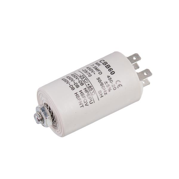 Пусковой конденсатор CBB60 7,5uF 450V для стиральной машины