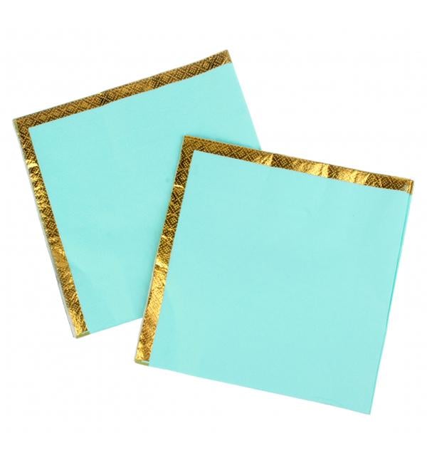 Салфетки праздничные 20 шт. 33х33 см Mint/Gold (51195)