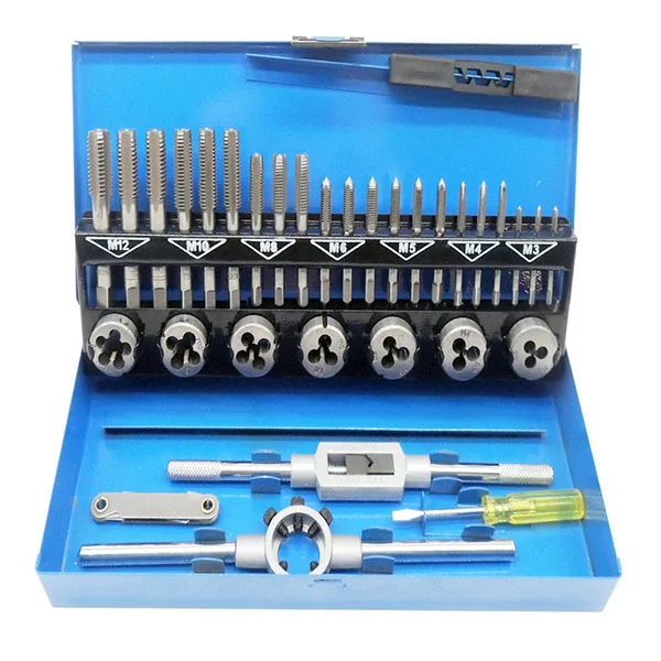 Набор метчиков и плашек профессиональный набор для нарезания внутренней и внешней резьбы 7 плашек и 21 метчик (C00442)