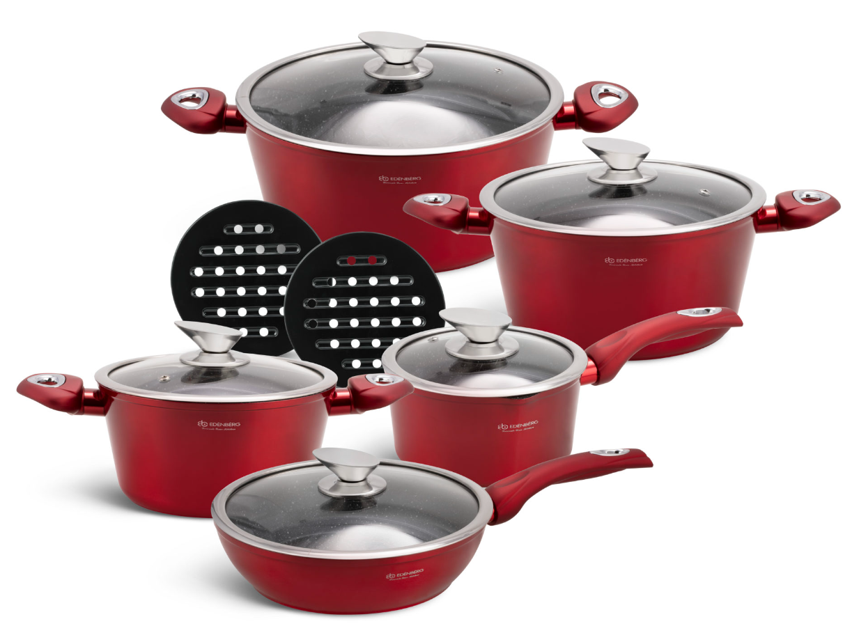 Набор посуды Edenberg EB-5614 алюминиевый с крышкой 12 пр. (57-46-EB-5614)