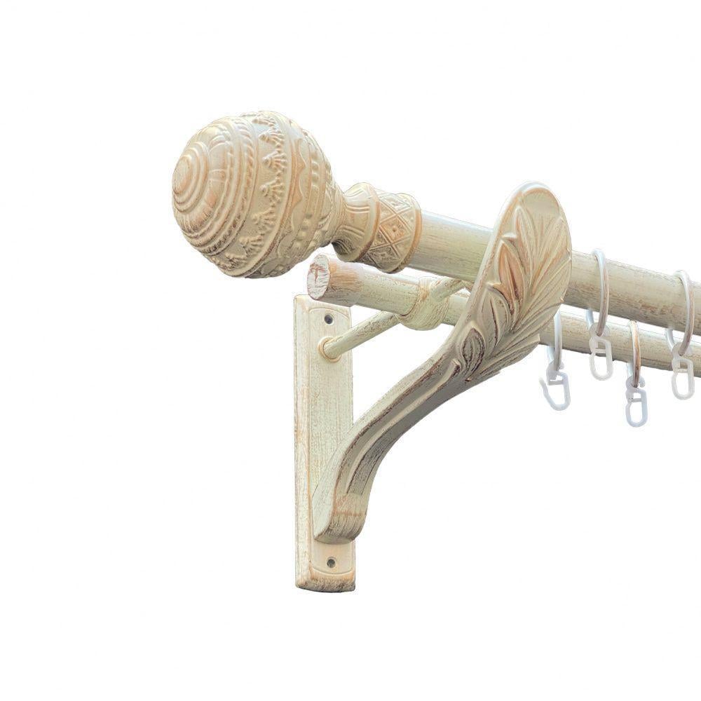 Карниз трубчатый двухрядный Orvit Арабеска ретро 25/19 мм 160 см Бело-золотой (000-8245) - фото 2