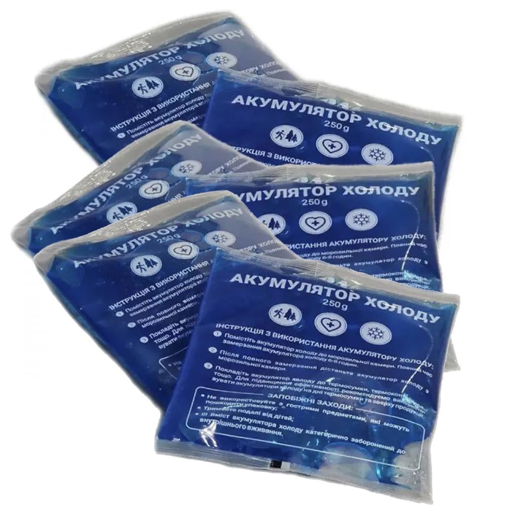 Набор гелевых аккумуляторов холода в пакете для охлаждения термосумок 6 шт. 250 г (906317)