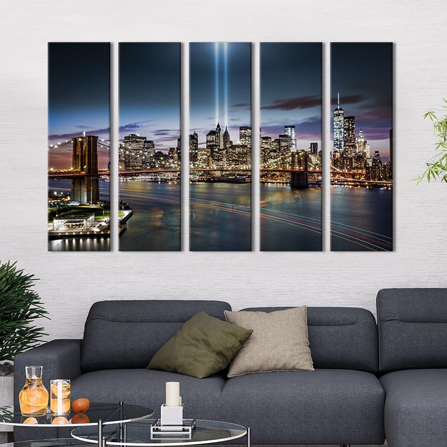 Модульна картина з 5 частин Промені світла над Нью-Йорком 87x50 см (348-51)