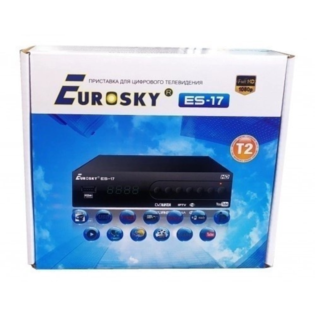 Тюнер T2 Eurosky ES-17 с функциями Wi-Fi/IPTV/USB/MEGOGO Черный (94761056) - фото 5