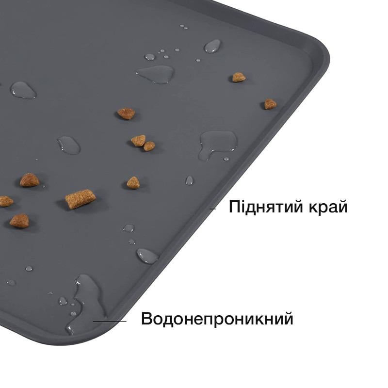 Силиконовый коврик под миски для кошек и собак PetCare 48х30 (Темно-серый) - фото 3 Силиконовый коврик под миски для кошек и собак PetCare 48х30 (Темно-серый) - фото 3