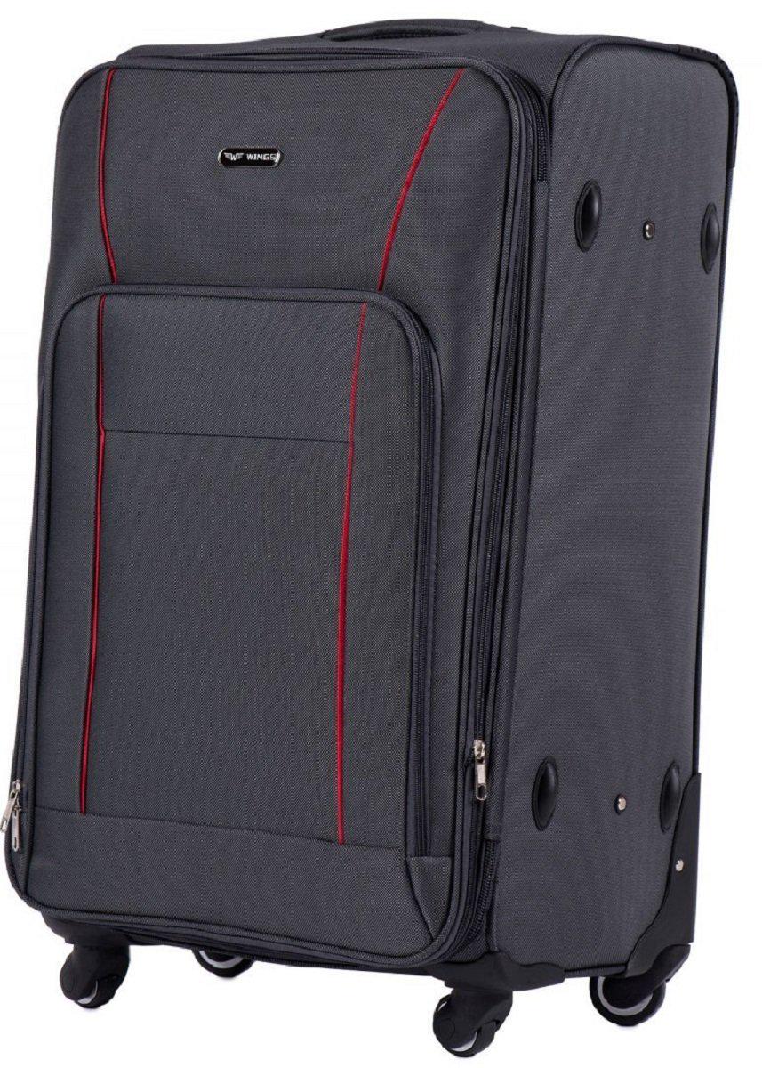 Чемодан тканевый Wings 1609 большой 4 колеса Серый(Vt00168)