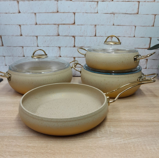 Набір посуду OMS антипригарним покриттям для індукціі 7 предметів (3023) - фото 2 Набір посуду OMS антипригарним покриттям для індукціі 7 предметів (3023) - фото 2