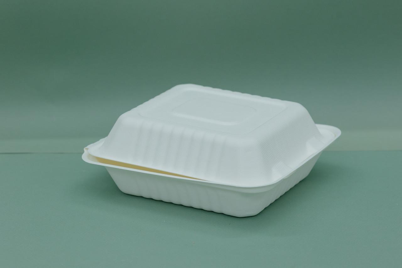 Ланч-бокс одноразовый глубокий из сахарного тростника 21х20х7,8 см 100 шт.