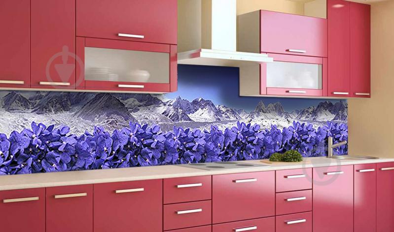 Наклейка виниловая кухонный фартук  Zatarga  "Фиалки Горы"  600х2500 мм
