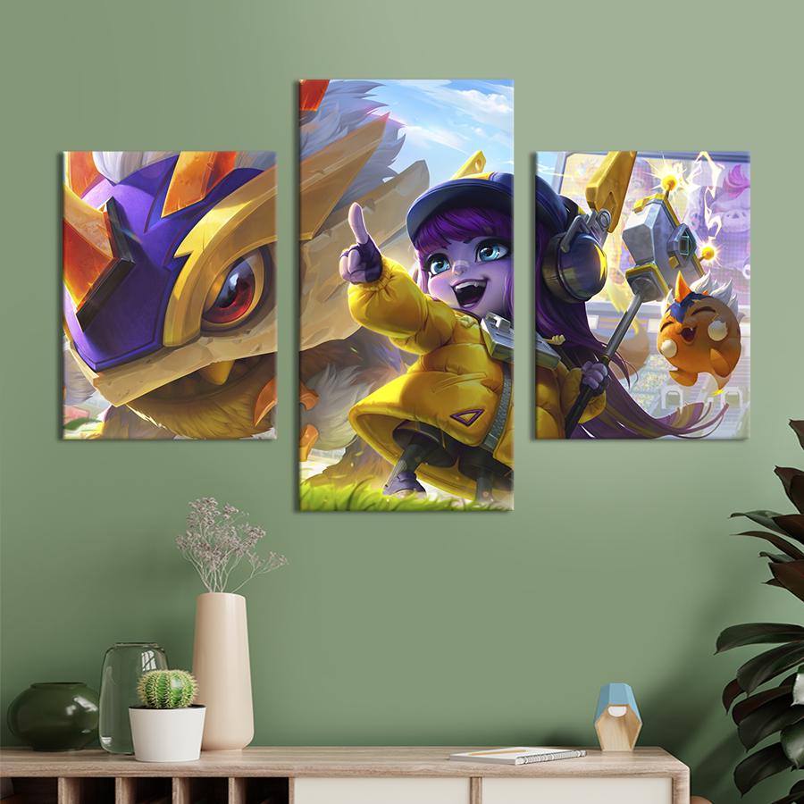 Картина на холсте триптих Монстры League of Legends 141x90 см (1462-32)