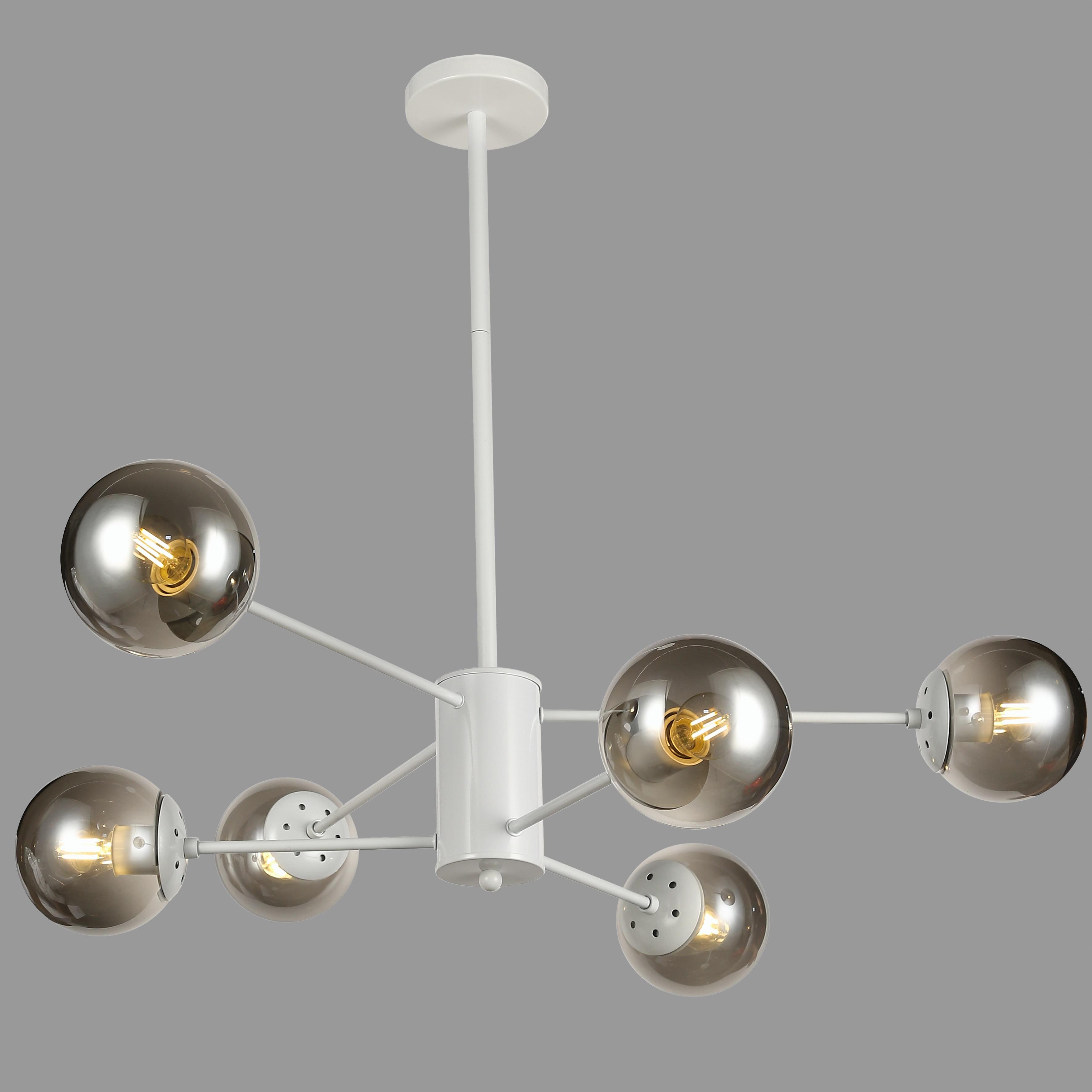 Люстра з графітових куль на 6 ламп Білий (52-6033-6 WH+BK)