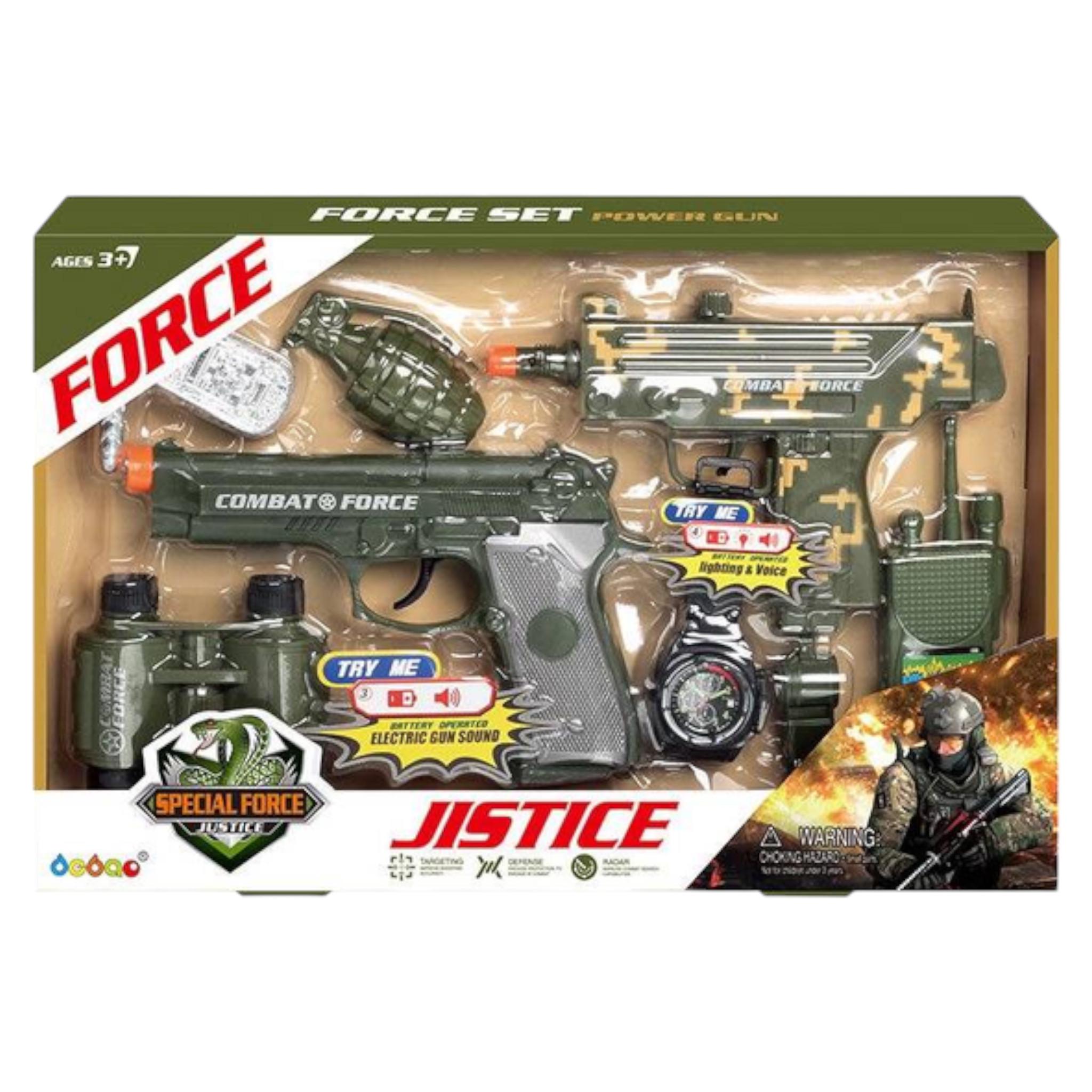 Ігровий набір Yue Qiang Elite Troops з автоматом з тріскачкою і пістолетом звукові ефекти 7 елементів (G_34180)