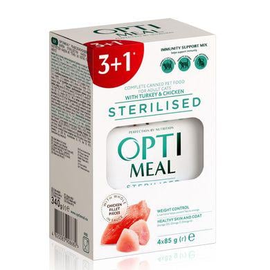 Вологий корм Optimeal 3+1 для стерилізованих котів 340 г Індичка та курка