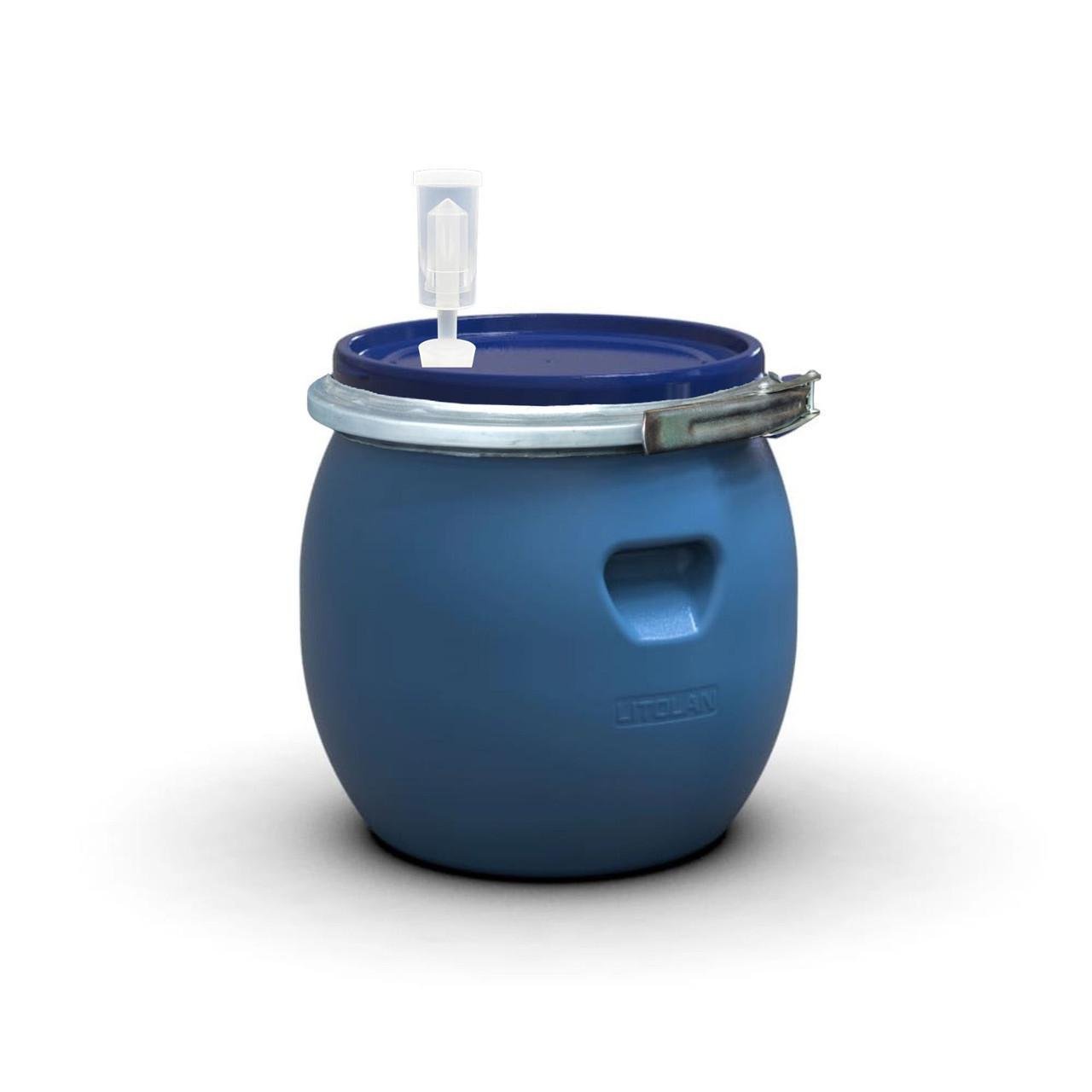 Бочка для брожения с металлическим хомутом и винным клапаном U-образным 35 л (29669)