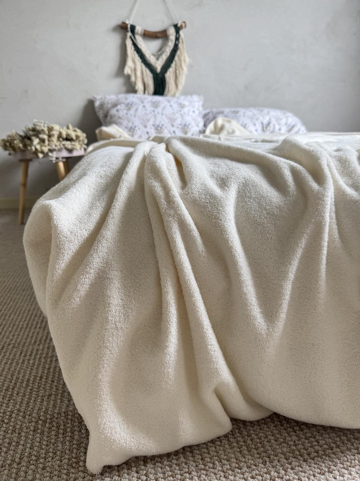 Простынь-покрывало махровое ZEINTEX MADEIRA хлопковое 150х220 см Молочный (26982210) - фото 2