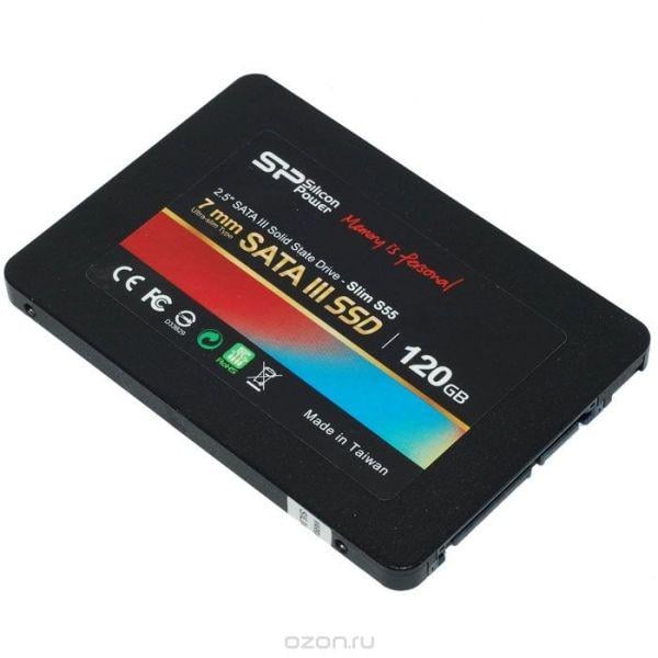SSD-накопитель Silicon Power Slim S55 120GB SSD Only (SP120GBSS3S55S25)