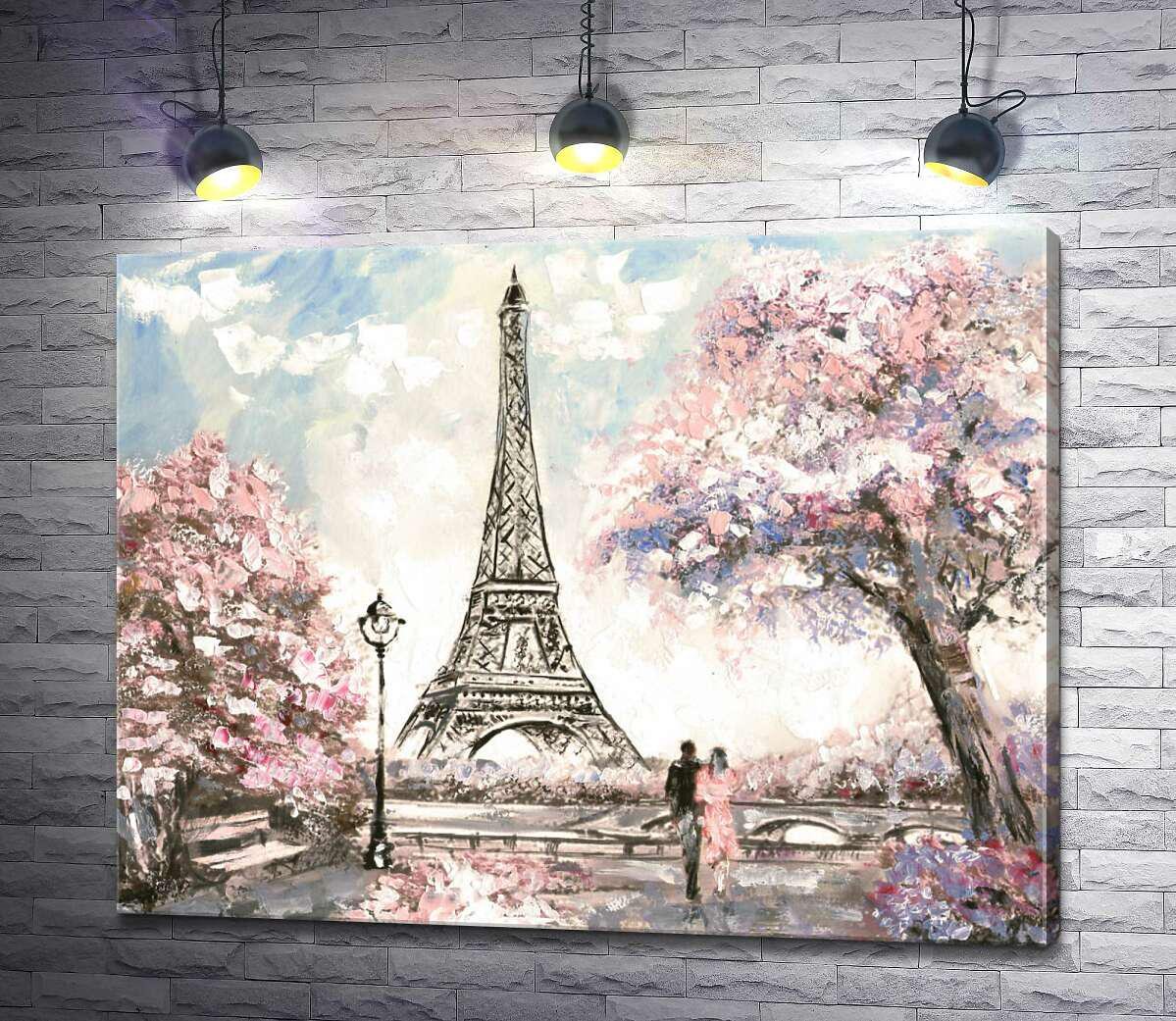 Картина ArtPoster Вид на Эйфелевую башню (Eiffel tower) с цветущей весенней набережной 50x39 см Модуль №1 (002266)