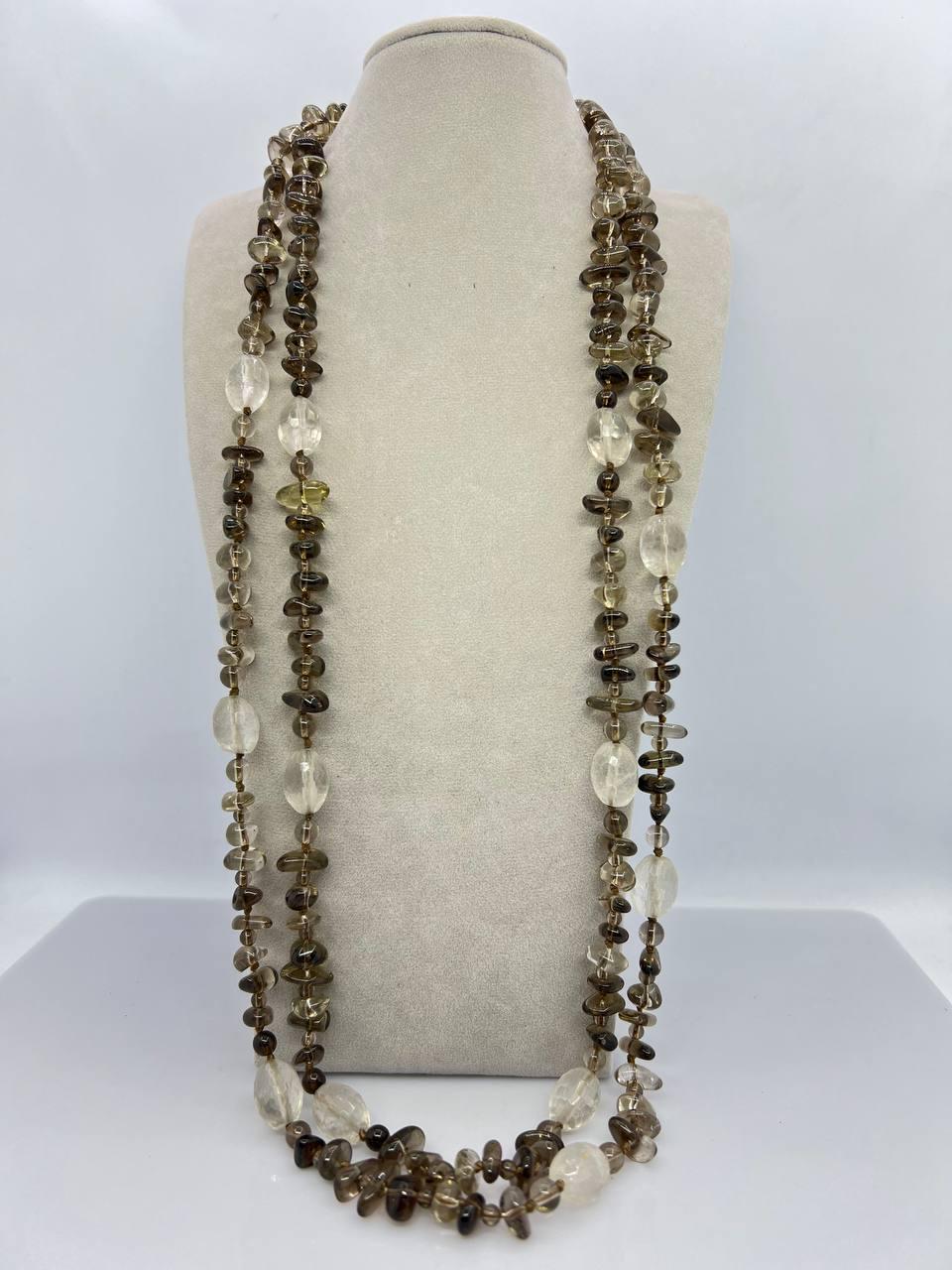 Намисто димчастий кварц 74 см Різнокольоровий (11098)