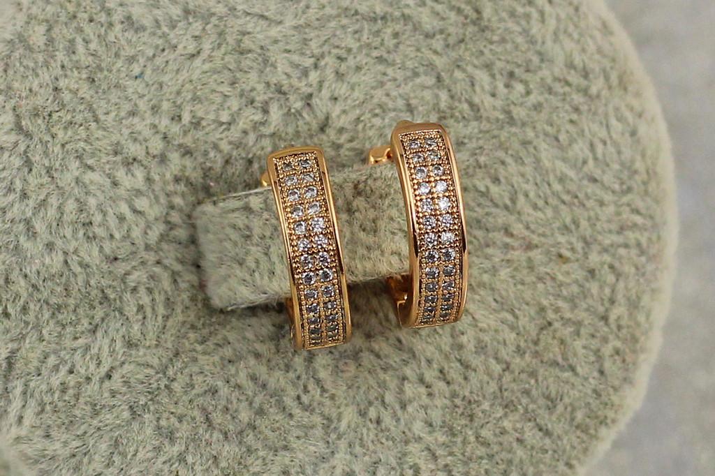 Серьги Xuping Jewelry Дорожки из камней 1,5 см Золотистый