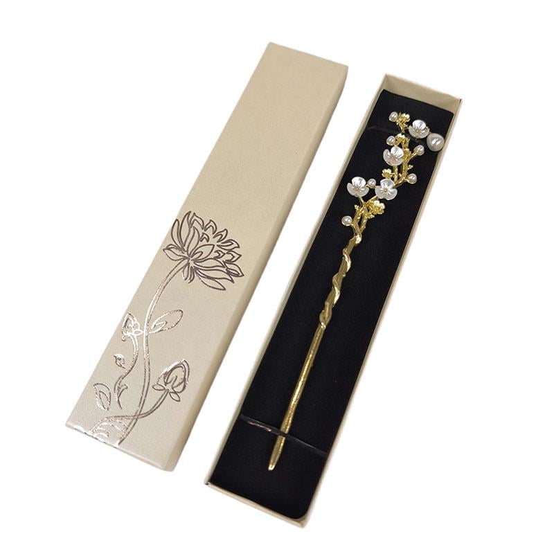 Паличка-шпилька для волосся Квіти в подарунковій коробці Золотий (29327416)
