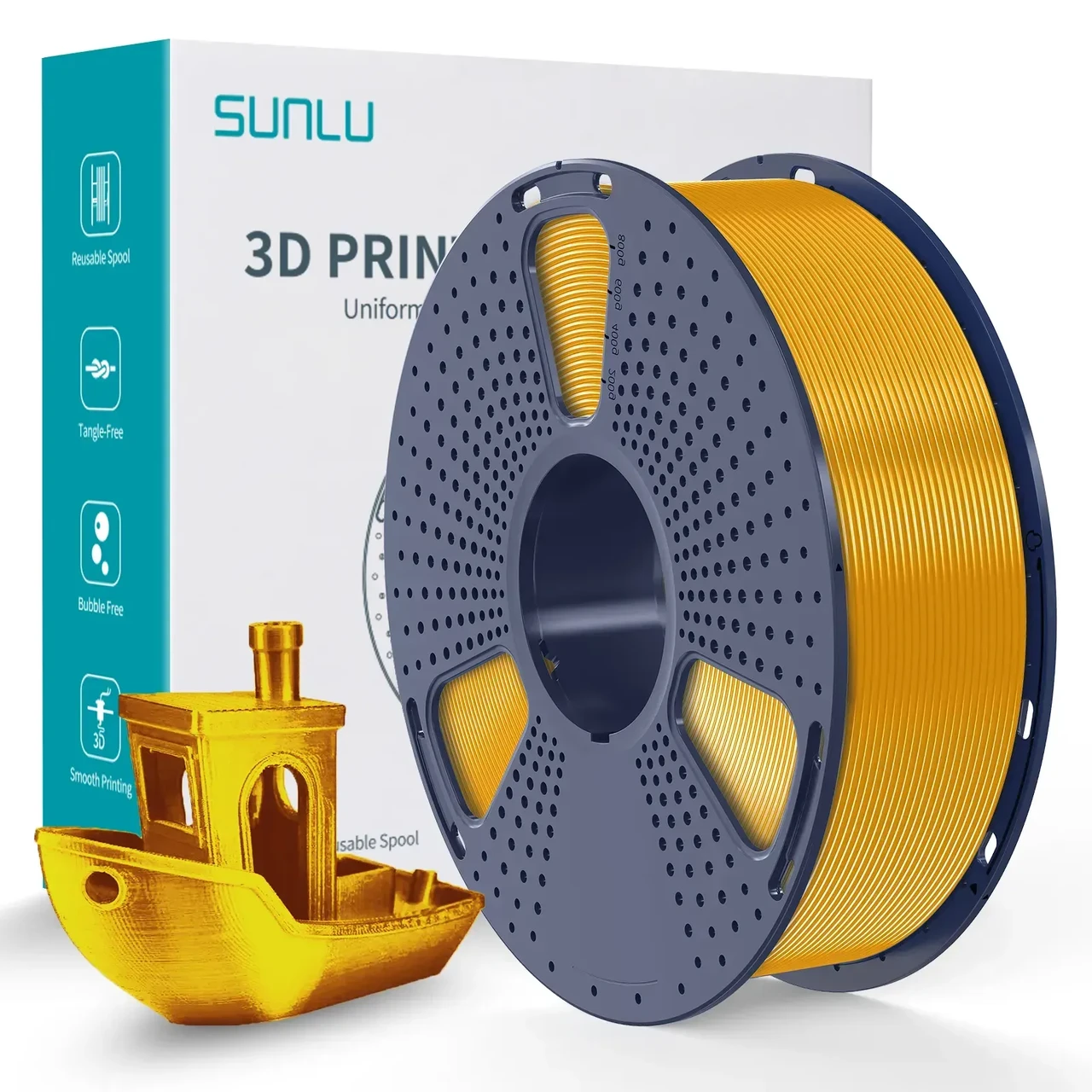 Пластик SUNLU Silk PLA+ 1 кг 1,75 мм Шелковый Светлое Золотий (33468474)