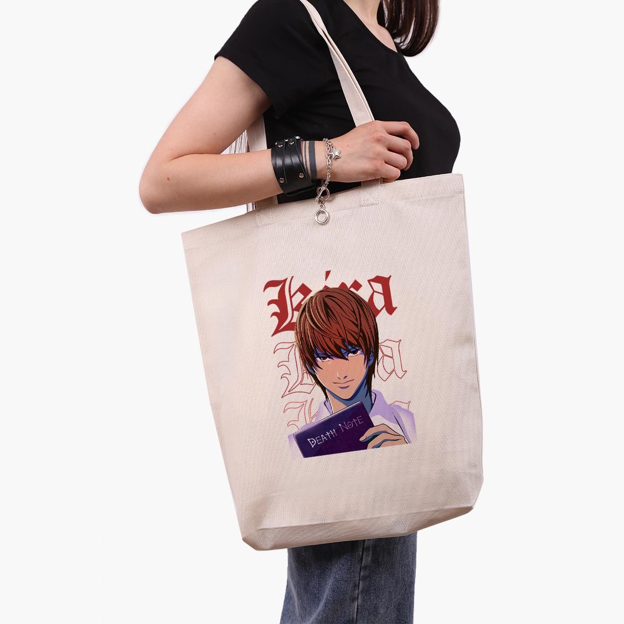 Эко сумка шоппер Kira Death Note 41x39x8 см Бежевый (9227-2823-WTD)