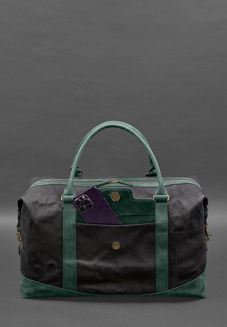 Дорожня сумка з канвасу та натуральної шкіри Crazy Horse Зелений (A-028159) - фото 5 Дорожня сумка з канвасу та натуральної шкіри Crazy Horse Зелений (A-028159) - фото 5