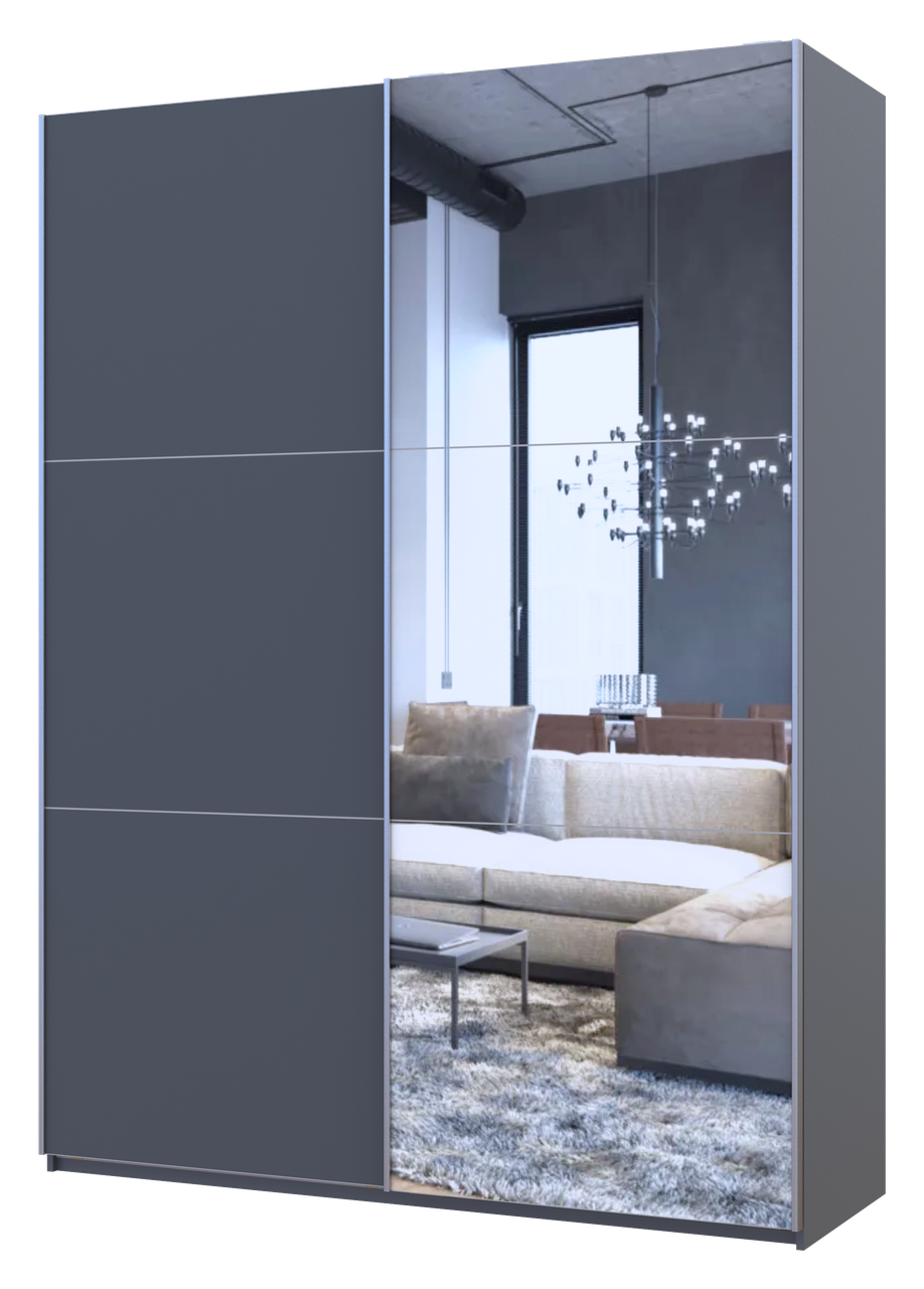 Шафа-купе двохдверна Doros G-Caiser 180х60х240 см Графіт/1 Дзеркало (DRS-011033)
