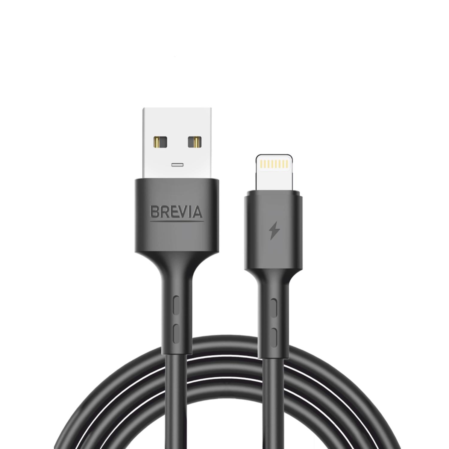 Кабель Brevia USB to Lightning 2,4А ZIP 2 м Черный (51200BULZ1)