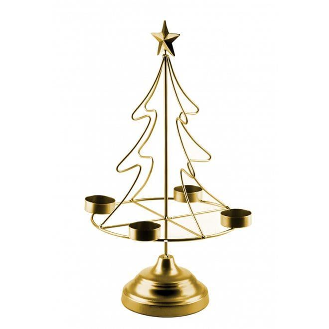 Подсвечник новогодний металлический Flora Santa Lila Золотой (35704)