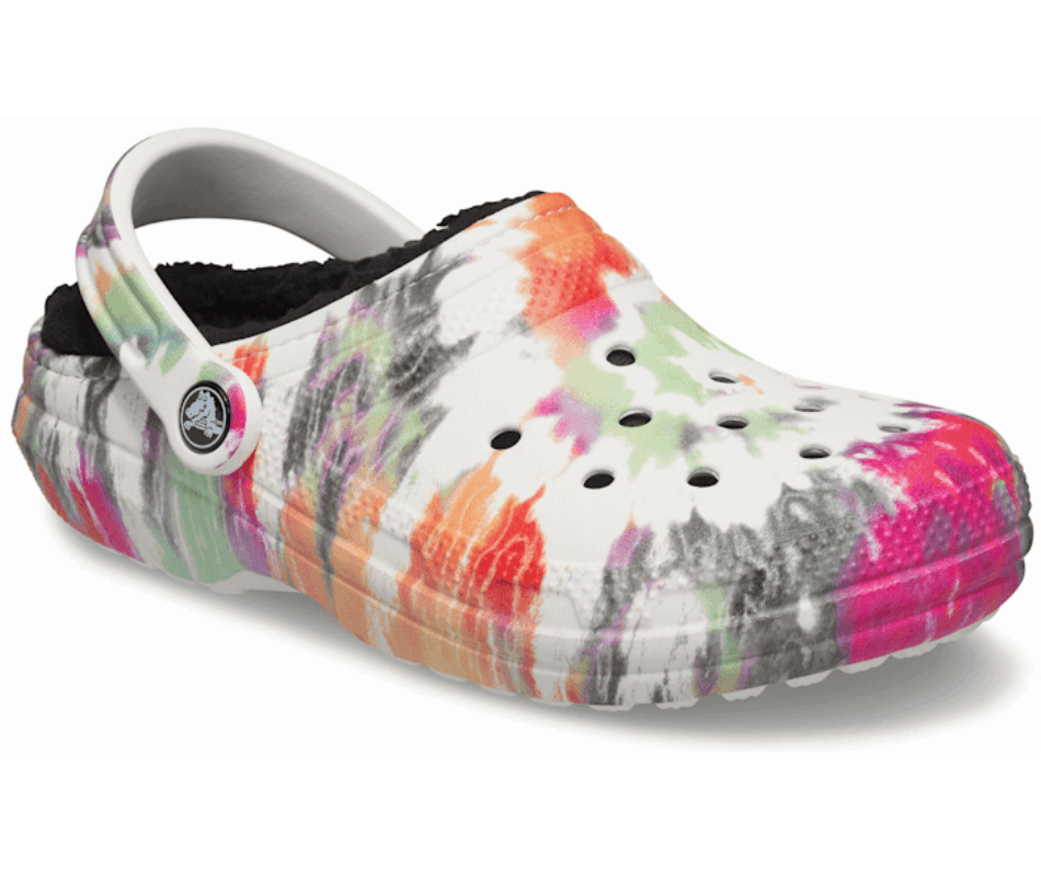 Сабо теплі Crocs Classic Lined Tie Dye Clog M4W6 р. 36 23 см Чорний/Білий (206341)