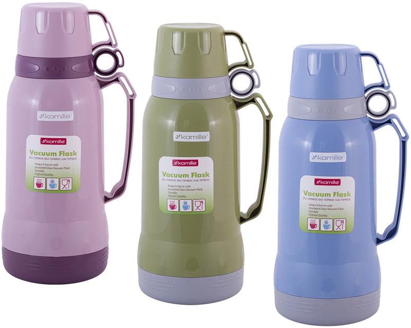 Термос Kamille Glass Nigella дзеркальна колба та 2 чашки 1800 мл Термос Kamille Glass Nigella дзеркальна колба та 2 чашки 1800 мл