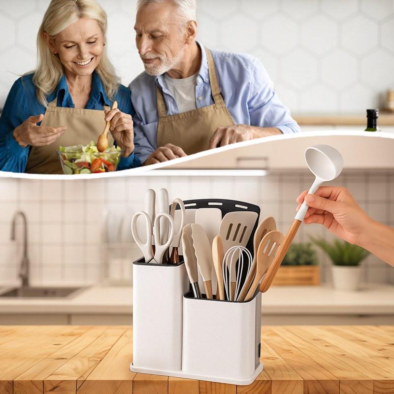 Набор кухонных принадлежностей на 19 предметов силиконовые приборы/набор ножей на подставке/доска для нарезки White (f7ce5bba) - фото 2 Набор кухонных принадлежностей на 19 предметов силиконовые приборы/набор ножей на подставке/доска для нарезки White (f7ce5bba) - фото 2