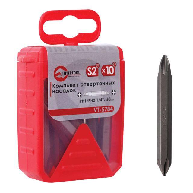 Комплект отверточных насадок Intertool VT-5947 PH2 1/4" 50 мм 10 шт. (8980954)