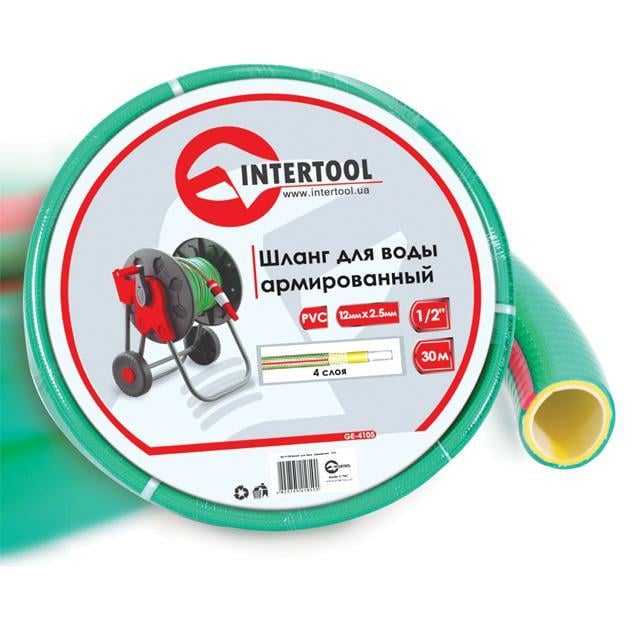 Шланг для води Intertool GE-4105 4-х шаровий 1/2" 30 м армований PVC (122582)